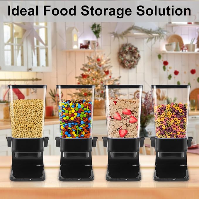 Cereal Dispenser Countertop with Lids, 5L Organization and Storage Containers for Kitchen and pantry, Rice Dispenser for food, Cereal, Beans, Nuts, Snack,Oatmeal, Dog Food, Bird Seed, Black, 3Pc - Image 6