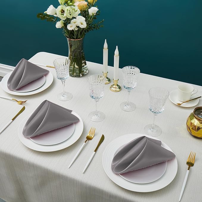 MDS® Pack of 200 Satin Napkins 12 x 12 Inch, Soft Silky Reusable Cloth Dinner Table Napkins for Wedding Décor, Reception, Birthday, Parties, Banquets, Catering, Restaurants & Hotel - Silver Gray - Image 2