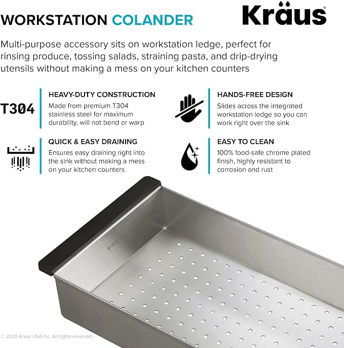 KRAUS Stainless Steel Colander for Workstation Kitchen Sink, CS-6 - Image 6