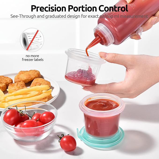 U-Taste Silicone Container with Lid, Small Mini Kitchen Food Storage 2oz | Food Grade Liquid Silicone, Leak-Proof Airtight Lid, Meal Prep Lunch Box, Freezer & Microwave Safe, Clear Date Marking Circle - Image 7