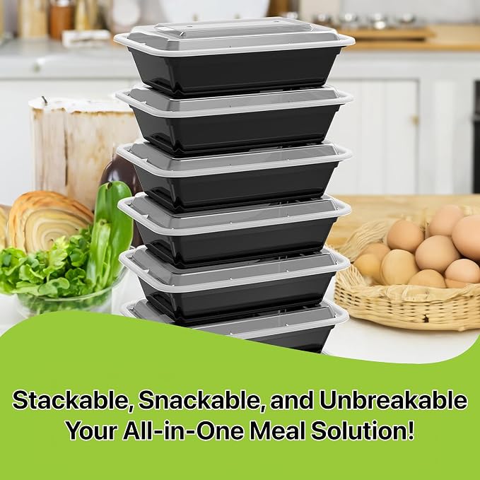Meal Prep Containers [150 Set] 38 oz with Lids, 1 compartment, Stackable, Reusable, Leakproof, Food Safe, Microwave, Freezer & Dishwasher Safe for Food Prep Storage Bento Box (150 Set, 38 oz) - Image 3