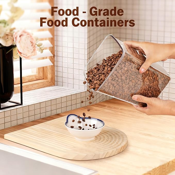 Pop Food Storage Containers Set Large Airtight Food Storage Containers with Pop Lids, Kitchen Pantry Organization and Storage, Cereal, Rice, Flour, Pasta & Snack Container, BPA Free, 2 x 4.2Qt - Image 7