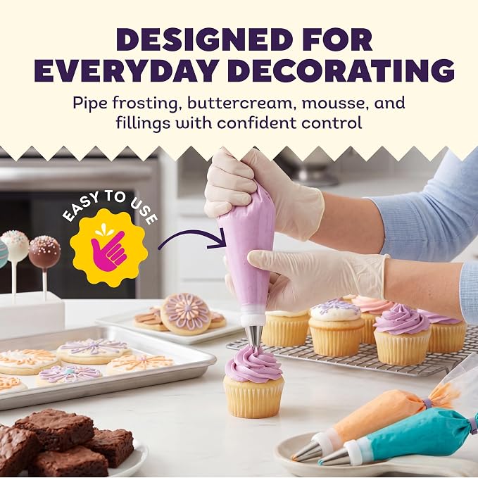 Wilton Disposable Decorating Bags, Piping Icing, 100-Count | Single-Use Piping Bags Fit All Standard Couplers & Tips, No Cleanup Required, Perfect for Icing, Frosting & Cake Decorating - Image 3
