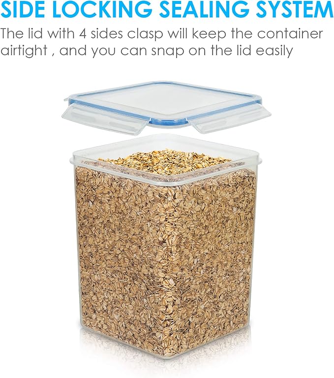 Vtopmart 5.2L Flour Sugar Storage Containers, 4 PCS, Blue | Airtight Seal, Multiple Sizes, BPA Free, Food Grade Material, Dishwasher Safe (Not Lids), 4 Measuring Cups and 24 Labels - Image 4