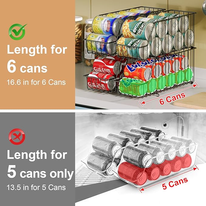 4-Tier Stackable Can Rack Organizer for Kitchen Pantry,Max Can Storage Holder,Durable Can Dispenser & Canned Goods Organizer for Fridge,Hold More 44 Cans, for Various Ounces of Canned Food Soda Drinks - Image 2