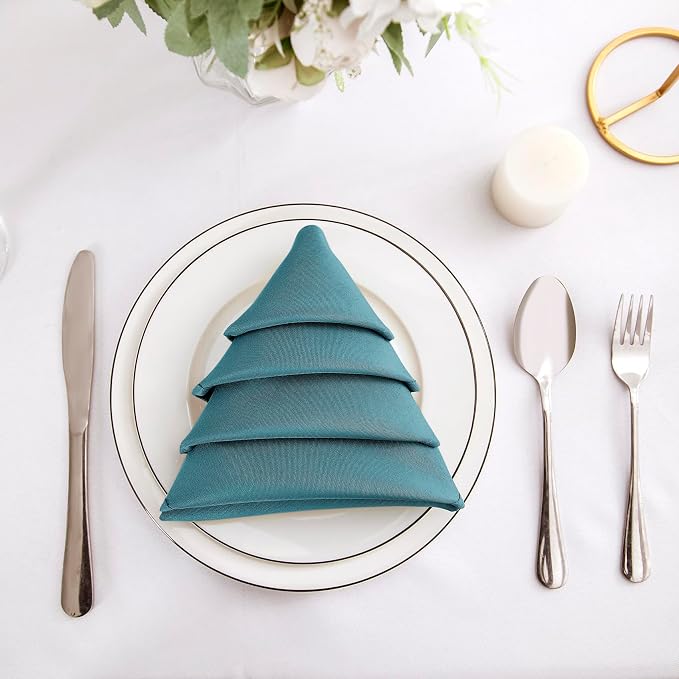 Bailarina Cloth Napkins Set of 80,17x17 inches Dinner Napkins Cloth Washable,Polyester Square Table Cloth Napkin Bulk with Hemmed Edges Ideal for Banquets, Parties and Weddings-Peacock Blue - Image 3