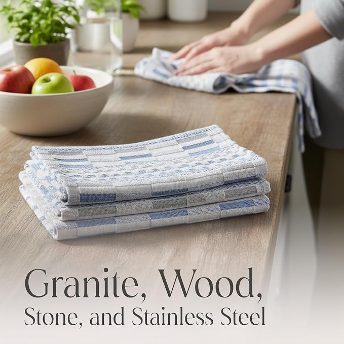 Sea Pines Kitchen Towels, Pack of 4 - Sea Blue | 100% Organic Cotton, Stain-Resistant Multipurpose Dishcloths, Thick and Absorbent, for Wiping, Cleaning and Drying Dishes - Image 6