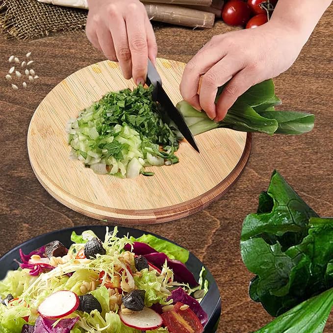 Salad Bowl with Lid, Set of 3 (7" + 8.8" + 11") Serving Bowl with Bamboo Cover, Bamboo Fiber Mixing Bowl for Salad Cereal Pasta Soup Fruit Popcorn Chips (Black) - Image 7