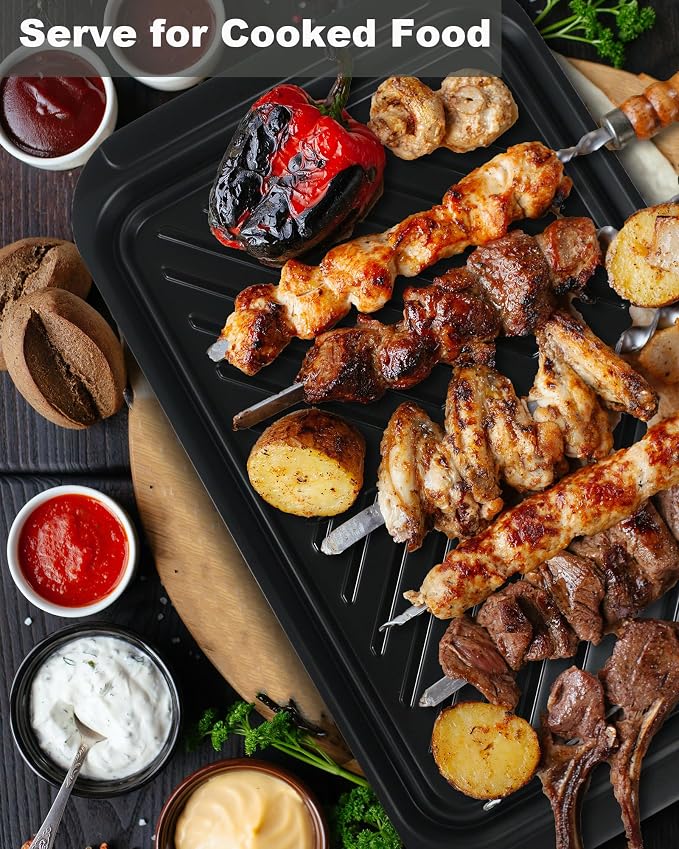 Czlizdyt Grilling Prep and Serving Tray, Dishwasher-Safe, 2-pcs Set | 17.2 x 10.5-in, shatter-resistant melamine BBQ tray for raw and cooked food, black & red, cleaning pack included - Image 5