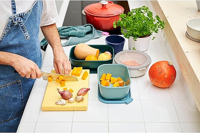 Mepal – Multi Bowl Cirqula 3-Piece Set – Food Storage Container with Lid - Suitable as Airtight Storage Box for Fridge & Freezer, Microwave Container & Servable Dish - 750, 1500, 3000ml - Nordic sage - Image 2