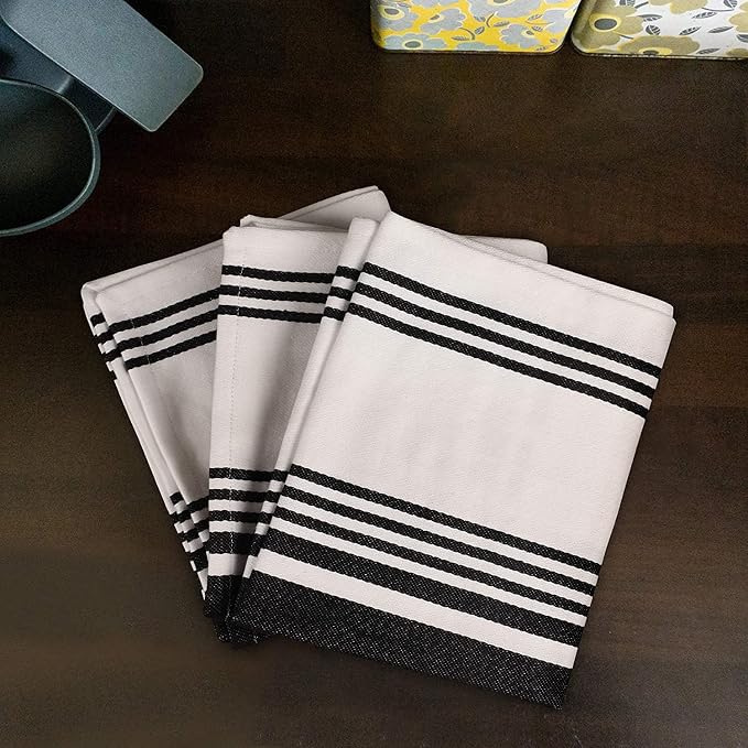 Urban Villa Kitchen Towels Cotton Dish Towels 20”x30” (Set of 3) Black - Image 5