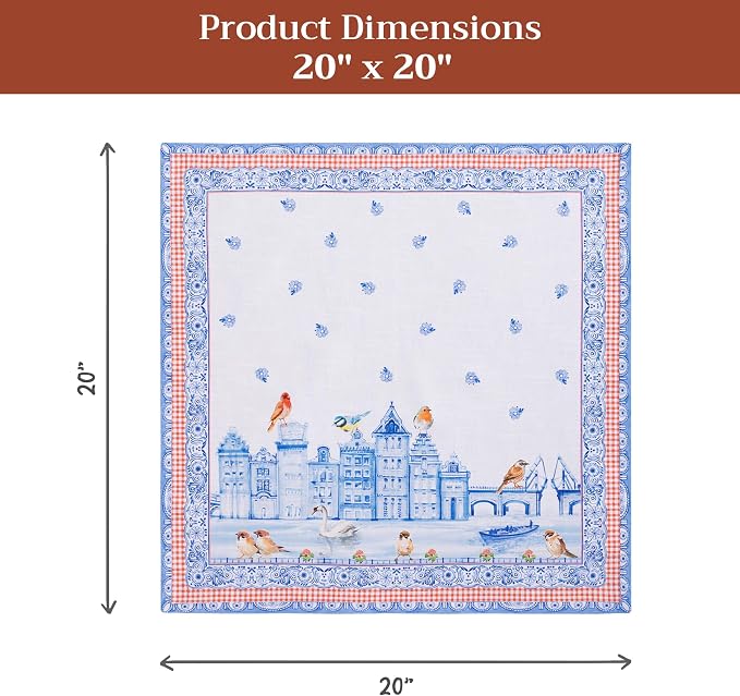 Maison d' Hermine Cloth Napkins Set of 4 Reusable 100% Cotton (20" x 20") | Everyday Square Napkins Cloth Washable Dinner Party Wedding Restaurant Hotel Kitchen Spring Summer - Amsterdam Canals - Image 7