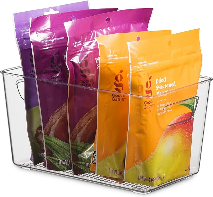 Set Of 12 Refrigerator Organizer Bins with Lids - Plastic Pantry Organization and Storage Baskets - Stackable Food Fridge Organizers with Cutout Handles for Freezer, Kitchen, Countertops, Cabinets - Image 7