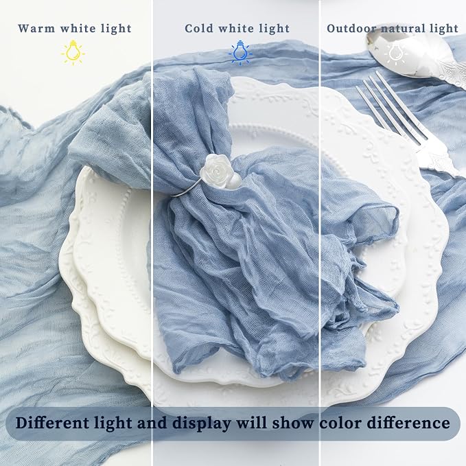 100 Pack Dusty Blue Cheesecloth Napkins Washable 21x21 Inches Dusty Blue Cloth Napkins Set of 100 Bridal Baby Shower Dinner Table Napkins for Wedding Rustic Boho Cotton Gauze Summer Party Table Decor - Image 8