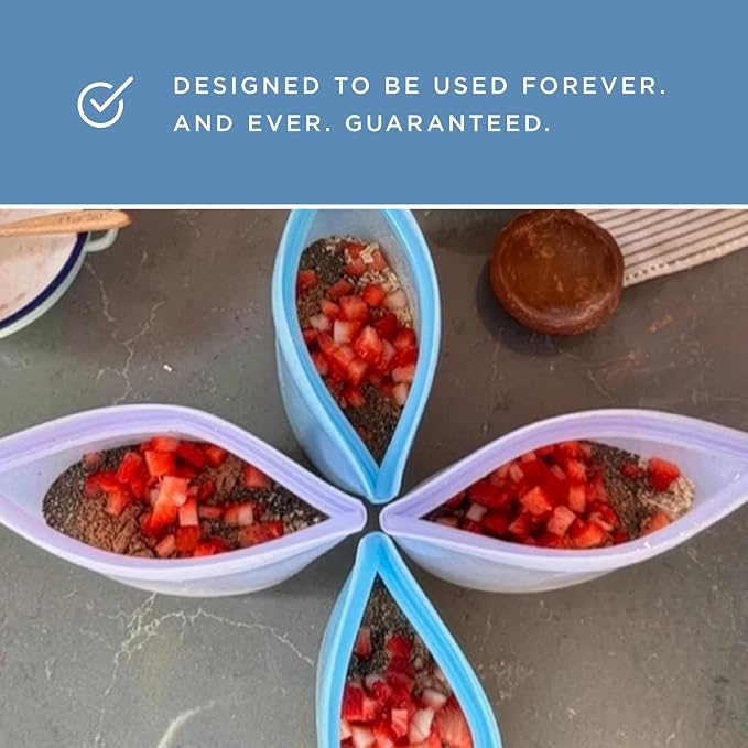 Stasher Premium Reusable Silicone Food Storage Bags, 3-Pack, Clear | Food-Safe Silicone, Eco-Friendly, Reusable Freezer Bags, Microwave, Dishwasher, Oven, Snack Bags, Lunch Containers, Meal Prep - Image 9