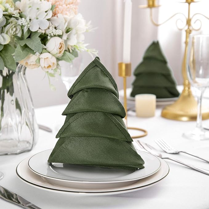 25pcs Polyester Cloth Napkins - 17 x 17 inch Willow Washable Dinner Napkins with Hemmed Edges for Restaurant/Wedding/Hotel(25,Willow) - Image 6