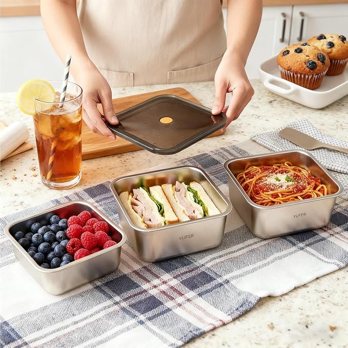 YUPER Stainless Steel Food Storage Containers, 3 Pack (40+67+88OZ) | Meal Prep Containers Set with Lids, BPA Free, Leak Proof & Airtight, Microwave, Dishwasher, Fridge, Freezer & Oven Safe - Image 3