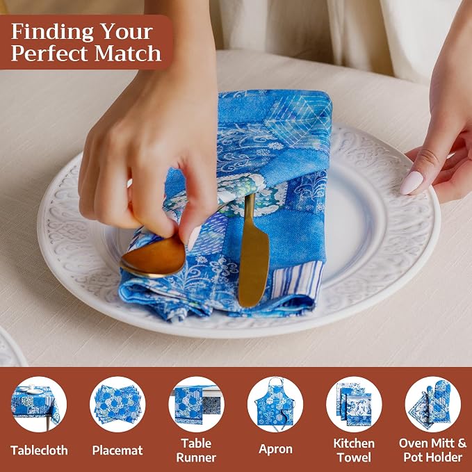 Maison d' Hermine Cloth Napkins Set of 4 Reusable 100% Cotton (20" x 20") | Everyday Square Napkins Cloth Washable Dinner Party Wedding Restaurant Hotel Kitchen Spring Summer - Summer Blues - Image 4