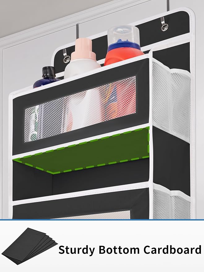 JARLINK Over the Door Organizer for Pantry, Bathroom, 5 Shelf Black, 2 Pack | Anti-Tilt Design, 44 lb Load Capacity, Hanging Door Organizer with 5 Large Capacity Pockets, Behind Door Storage for Nursery - Image 8