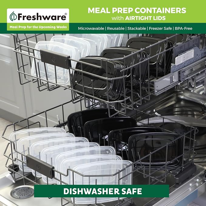 Freshware Meal Prep Containers [15 Pack] 1 Compartment Food Storage Containers with Lids, Bento Box, BPA Free, Stackable, Microwave/Dishwasher/Freezer Safe (28 oz) - Image 7