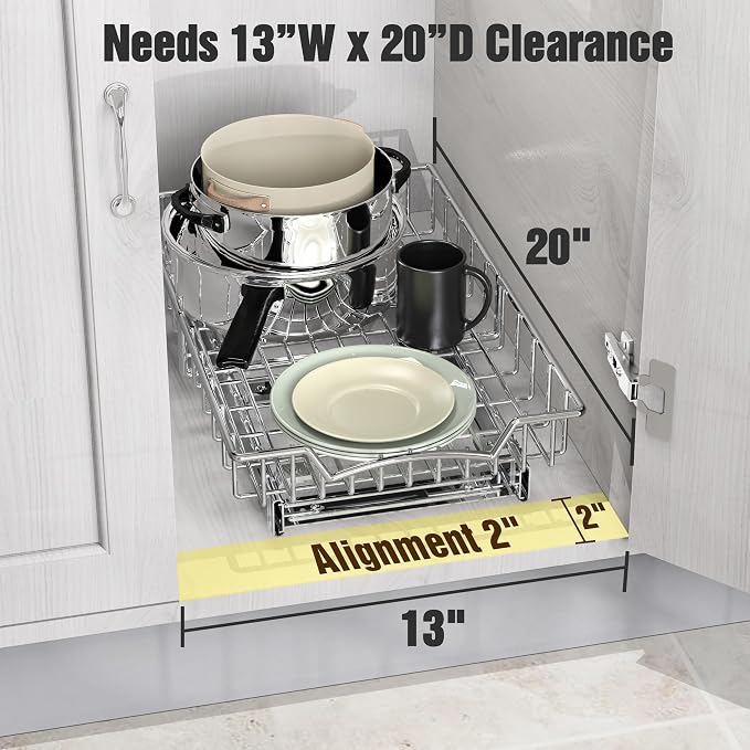 Simple Houseware Under Cabinet Pull Out Sliding Shelf Drawer, 18Dx11W | for Kitchen Organizer - Image 3