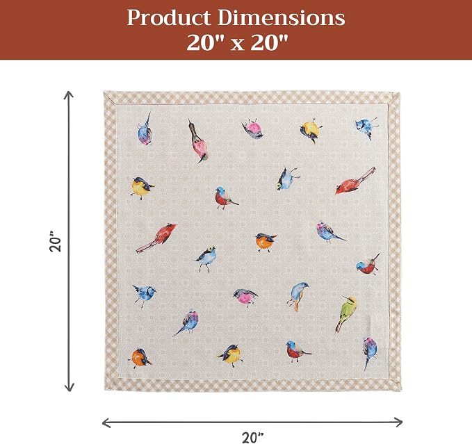 Maison d' Hermine Cloth Napkins Set of 4 Reusable 100% Cotton (20" x 20") | Everyday Square Napkins Cloth Washable Dinner Party Wedding Restaurant Hotel Kitchen Spring Summer - Birdies on Wire - Image 7
