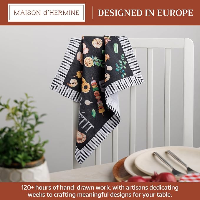 Maison d' Hermine Cloth Napkins Set of 4 Reusable 100% Cotton (18" x 18") | Everyday Square Napkins Cloth Washable Dinner Party Wedding Restaurant Hotel Kitchen Spring Summer - Just Bbq - Image 2
