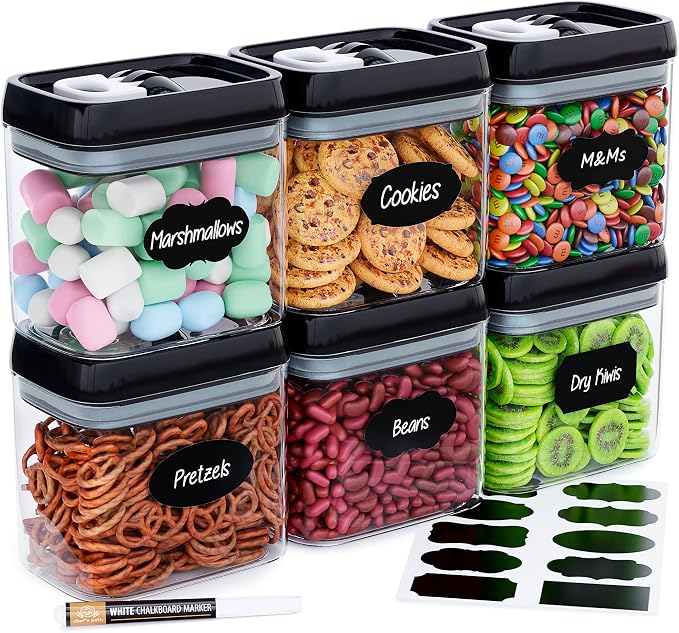 Chef's Path - Airtight Storage Boxes Set - 10 Labels and Markers - Kitchen and Pantry Storage - BPA Free - Plastic Storage Boxes with Upgraded Lids (6 Pieces - 1.5L) by ChefsPath