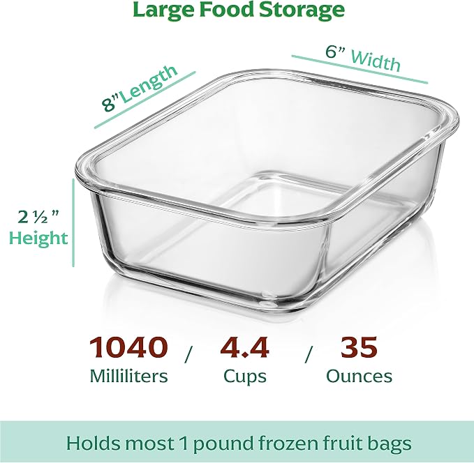 Premium Glass Food Storage Container Combo. Same Size Rectangle & 2 Round Storage Containers (14 containers) - Image 8