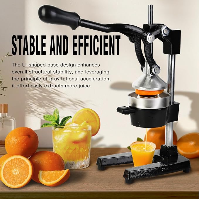 Cast Iron Juicer – Heavy Duty Manual Citrus Juicer, Professional Orange Press, Stainless Steel Lemon Squeezer & Lime Juice Extractor - Image 4