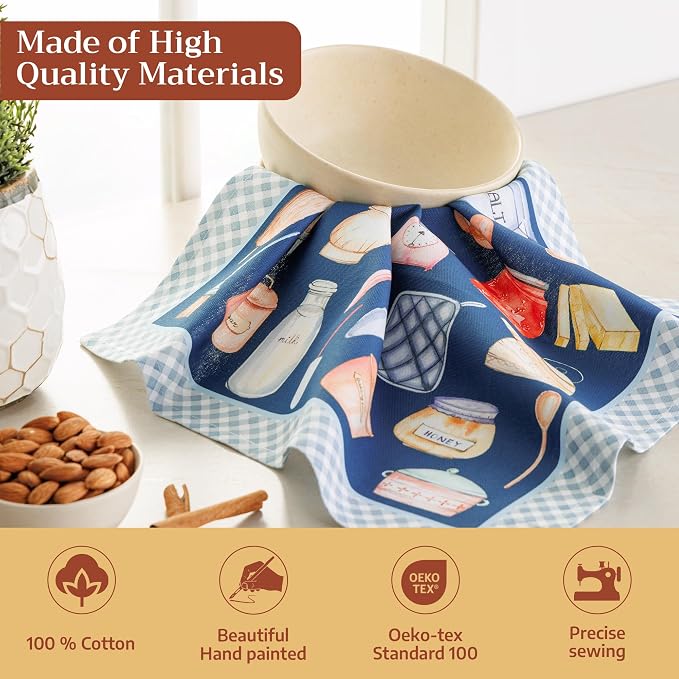 Maison d' Hermine Cloth Napkins Set of 4 Reusable 100% Cotton (18" x 18") | Everyday Square Napkins Cloth Washable Dinner Party Wedding Restaurant Hotel Kitchen Spring Summer - Let's Bake - Image 3
