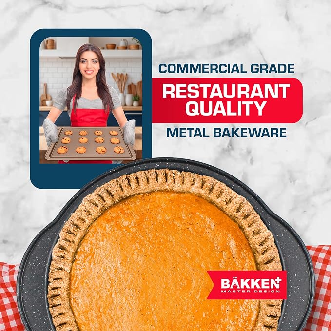 BAKKEN 6-Piece Kitchen Baking Pan Set - Commercial Grade Carbon Steel Bakeware, With Nonstick Coating, Stackable and Space-saving Design, PFOA, PFOS, PTFE Free, Oven Safe (Up To 450°F), Gray Marble - Image 6