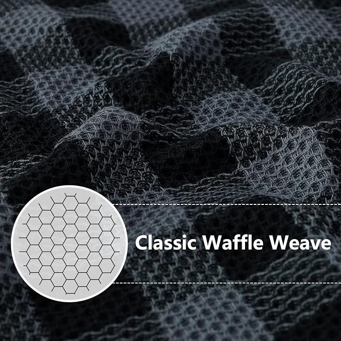 Homaxy Kitchen Towels and Dishcloths Set, 12" x 12" and 13" x 28", Set of 8 Bulk Cotton Waffle Weave Dish Towels, Super Soft Absorbent Hand Towels for Kitchen, Grey & Black - Image 2