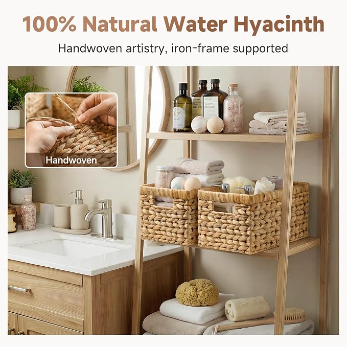 StorageWorks Wicker Baskets, Wicker Storage Baskets for Shelves, 2-Pack | Hyacinth Wicker Baskets for Storage, Woven Baskets for Organizing, Woven Baskets for Storage, Pantry Organizers and Storage - Image 5