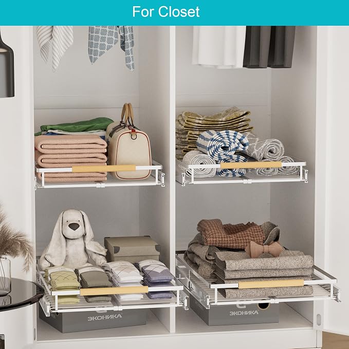 3 Pack Pull Out Cabinet Drawer Shelf Organizer, Extendable Sliding Slide Out Pantry Shelves Storage Heavy Duty for Kitchen Cabinets Under Sink, Adjustable Width 17.1~28" W x 22.5" D - Image 5