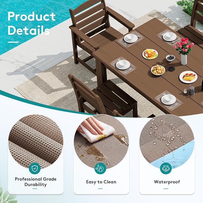 SERWALL 6-Pack Heat Resistant Placemats, Non-Slip Woven Vinyl Table Mats, Washable & Durable for Daily Meals, Indoor & Outdoor Use, Khaki - Image 2