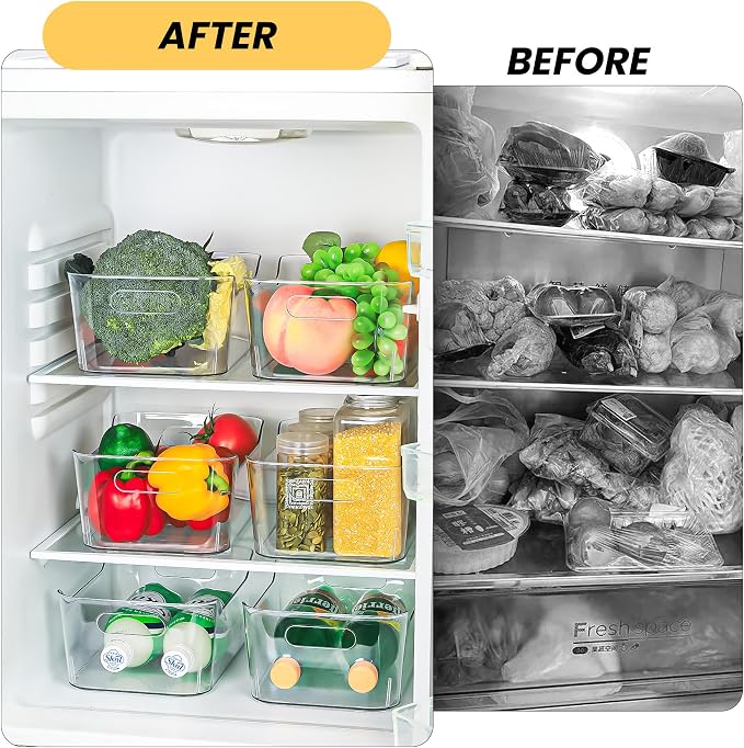 CiWiVOKi 12 Pack Clear Plastic Storage Bins, Acrylic Organizer and Containers with Handle for Pantry, Cabinet, Closet, Refrigerator, Freezer, Bathroom, Kitchen Under Sink Storage - Image 8