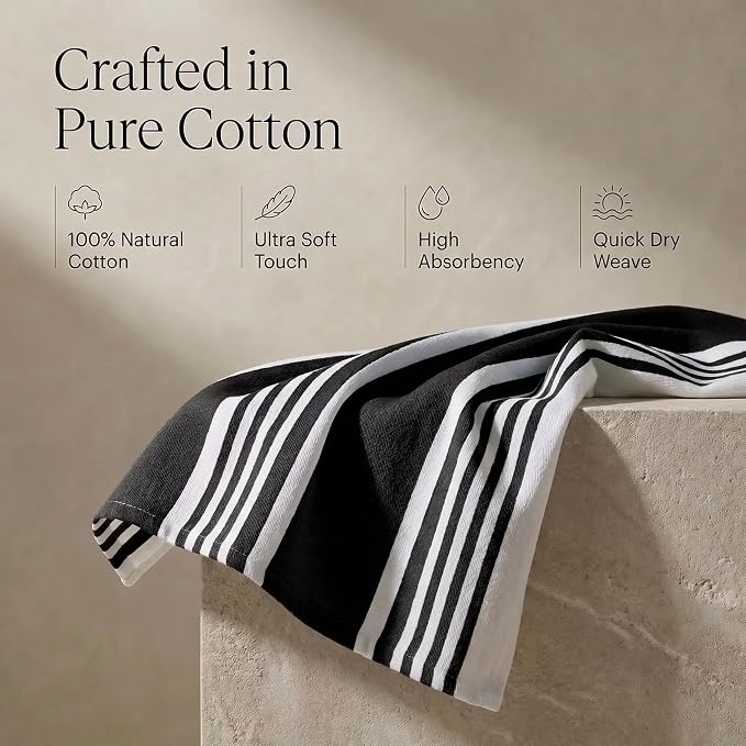 Urban Villa Kitchen Towels Cotton Dish Towels 20”x30” (Set of 6) Black - Image 4