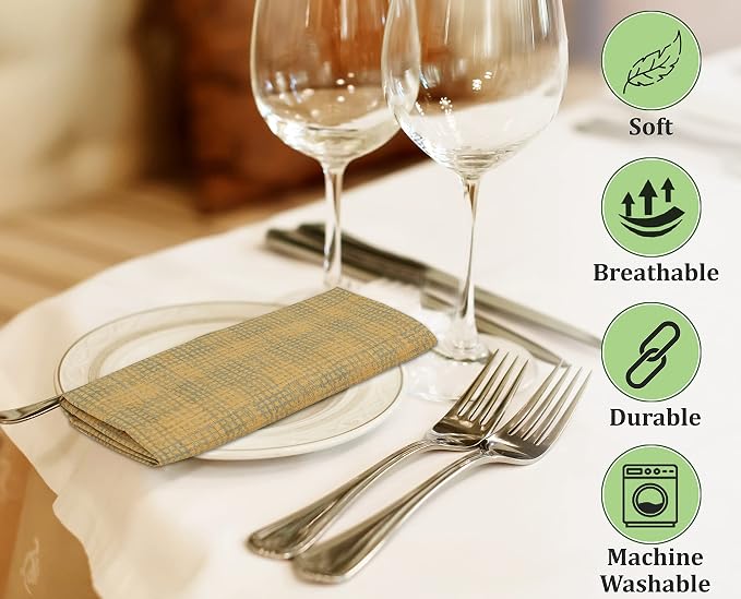 RUVANTI Cloth Napkins Set of 12 Cotton 100%, 18x18 Inches Napkins Cloth Washable, Soft, Absorbent. Cotton Napkins for Parties, Christmas, Thanksgiving, Weddings, Dinner Napkins Cloth - Wet Net - Image 4