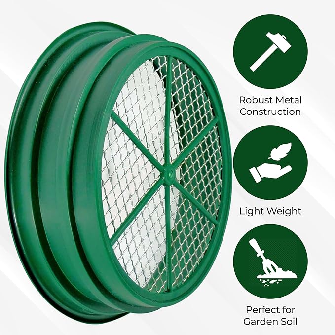 SE 13.25 Inch Wide Stackable Classifier Gold Prospecting Pan - 1/8 Inch Stainless Steel Mesh Sifting Pan, Green - Image 5