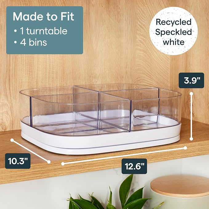 YouCopia MagicTrack Turntable with 4 Bins, Rectangle Lazy Susan Organizer - Image 5