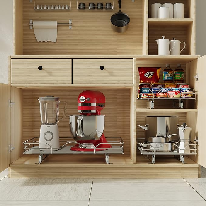 LOVMOR Pull Out Cabinet Organizer and Storage 15½" W x 21½" D, Slide Out Shelves for Kitchen Cabinets - Image 6