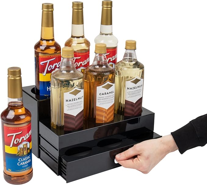 Mind Reader Coffee Syrup Station, Coffee Bar Accessories, Countertop Organizer, Acrylic, 14.25"L x 12.5"W x 7"H, Black - Image 4