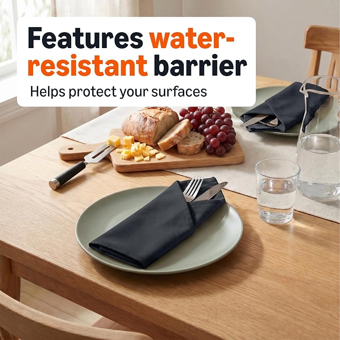Amazon Basics Reusable Stain and Wrinkle Resistant Cloth Napkins, 17 x 17 inches, Black, 12-Pack - Image 3