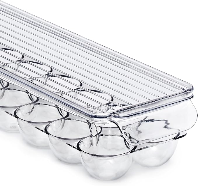 Sorbus Soda Can Organizer for Refrigerator & Egg Holder for Fridge Set, 4 Stackable Can Holder Dispenser Holds 12 Cans Each & 2 Egg Holders with Lid holds 14 eggs for Fridge, Pantry, Freezer, BPA-Free - Image 8