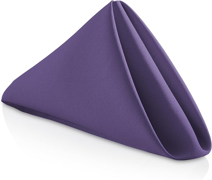 Lann's Linens Set of 12 Cloth Dinner Napkins, 20-inch Polyester Napkins, Washable and Reusable Fabric for Weddings, Hotels, Restaurants - Purple by LannsLinens