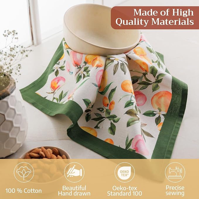 Maison d' Hermine Cloth Napkins Set of 4 Reusable 100% Cotton (18" x 18") | Everyday Square Napkins Cloth Washable Dinner Party Wedding Restaurant Hotel Kitchen Spring Summer - Soleil Fruite - Image 3