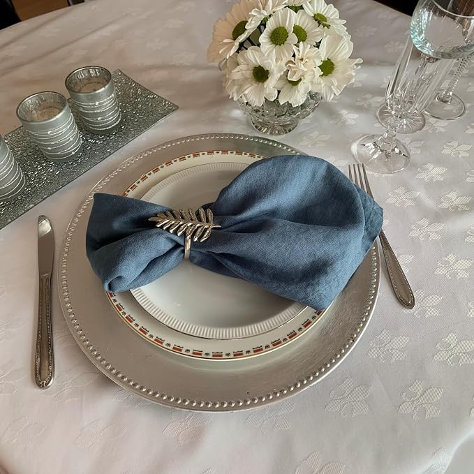 Linen Napkins –100% French Flax – Stonewashed Pure Linen Cloth Napkins - Size 18 Inch x 18 Inch – Set of 4 (Soft Teal Blue) - Image 2