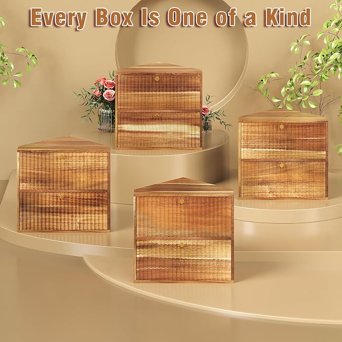 Trironsun Acacia Corner Bread Box for Kitchen Countertop Wood Two Layer Large Capacity Bread Storage Bin Vintage Storage for Homemade Bread (Acacia Wood) - Image 8