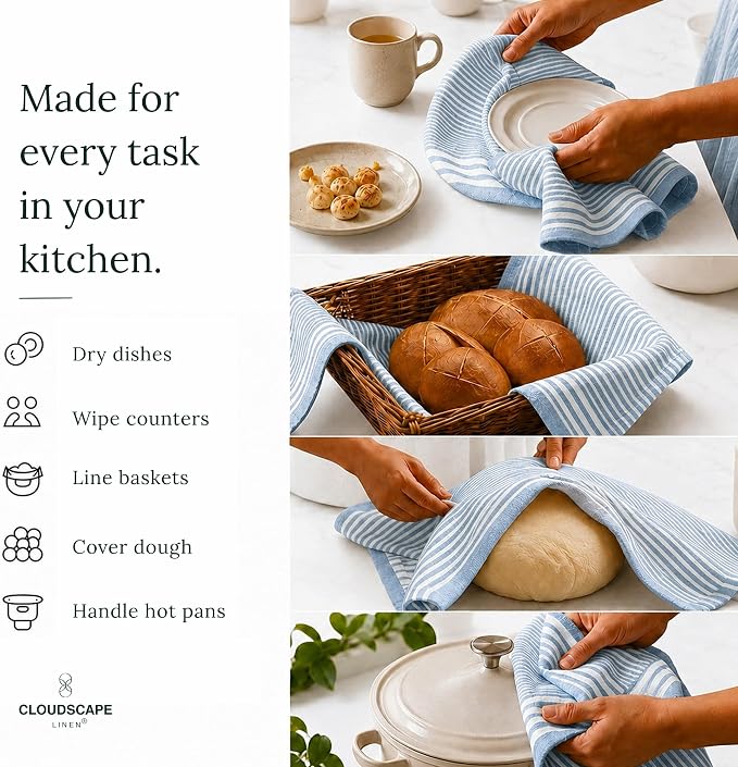 CSL Premium Kitchen Towels Set of 6,Highly Absorbent,Quick Dry,18x28, Aqua - Image 9